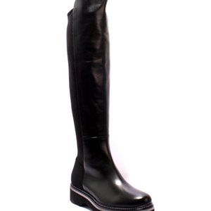 ITALIAN Black / Gray Leather / Stretch Zip Boots